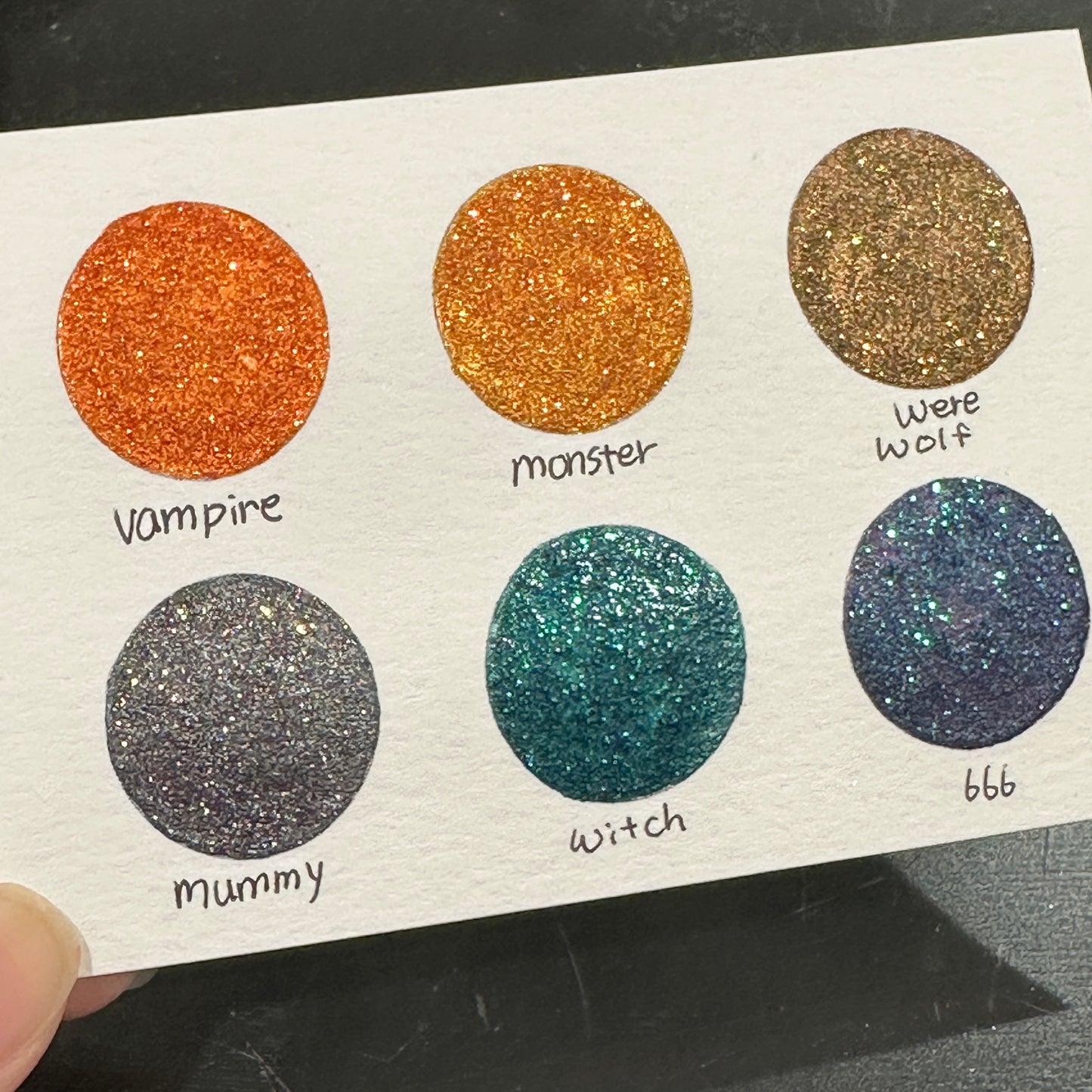 Halloween2021 Dot Card Handmade Chrome Super Color Shift Shimmer Watercolor Paints by iuilewatercolors