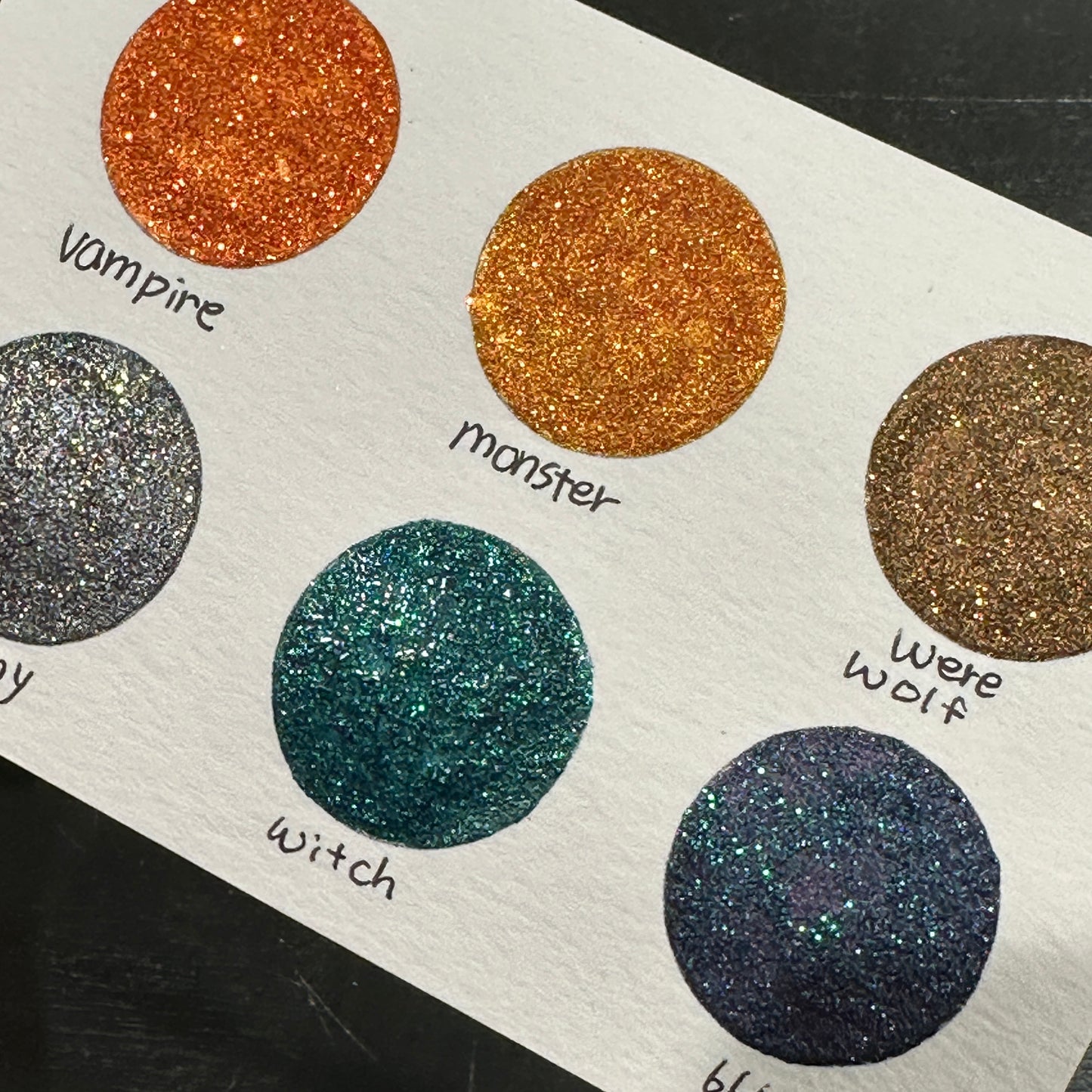 Halloween2021 Dot Card Handmade Chrome Super Color Shift Shimmer Watercolor Paints by iuilewatercolors