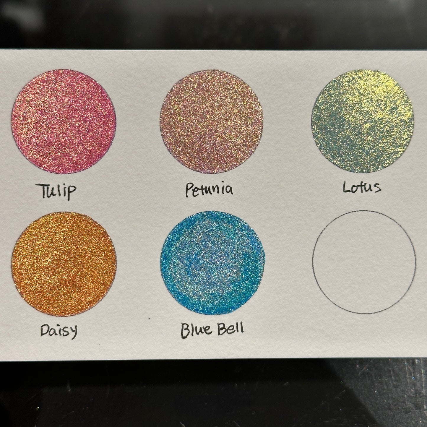 Flower Field Dot Card Handmade Chrome Super Color Shift Shimmer Watercolor Paints by iuilewatercolors