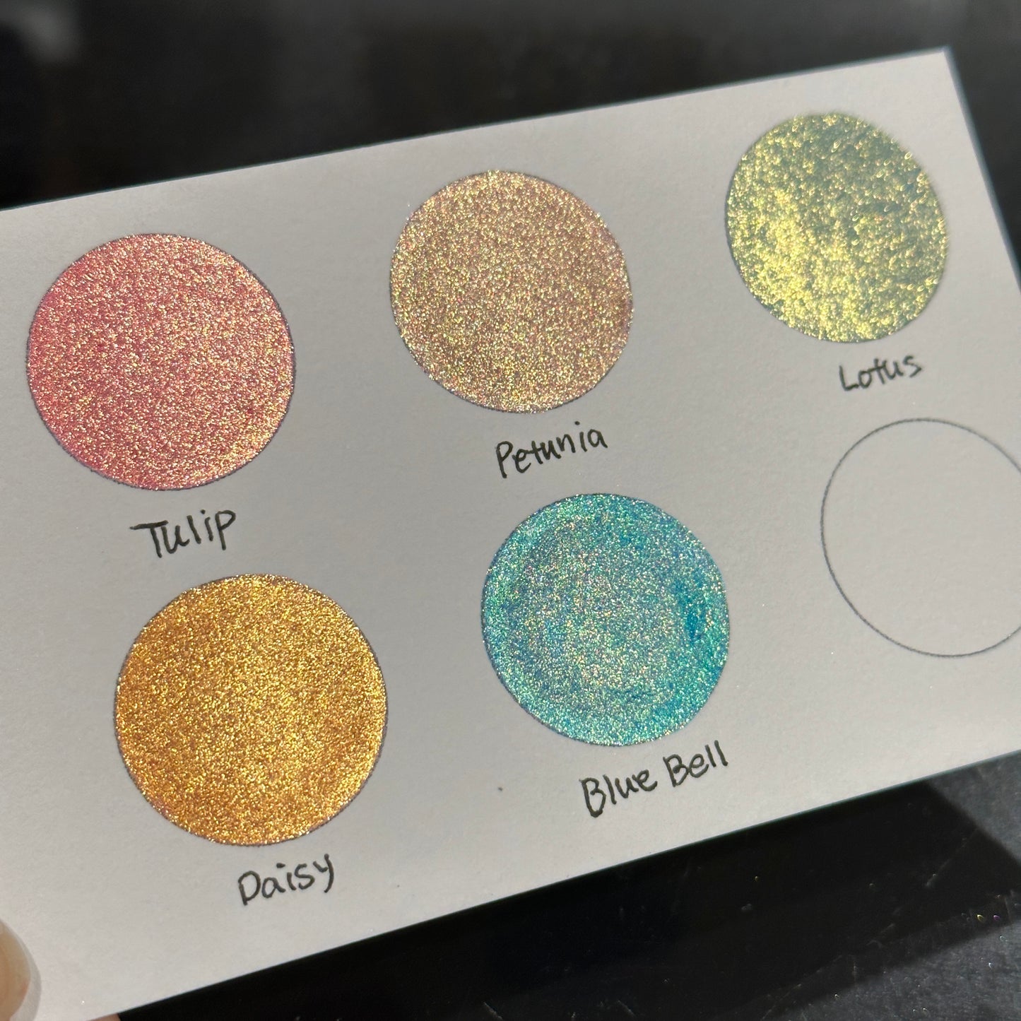 Flower Field Dot Card Handmade Chrome Super Color Shift Shimmer Watercolor Paints by iuilewatercolors