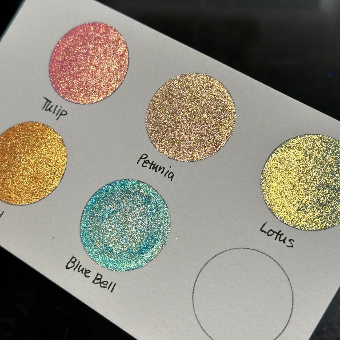 Flower Field Dot Card Handmade Chrome Super Color Shift Shimmer Watercolor Paints by iuilewatercolors