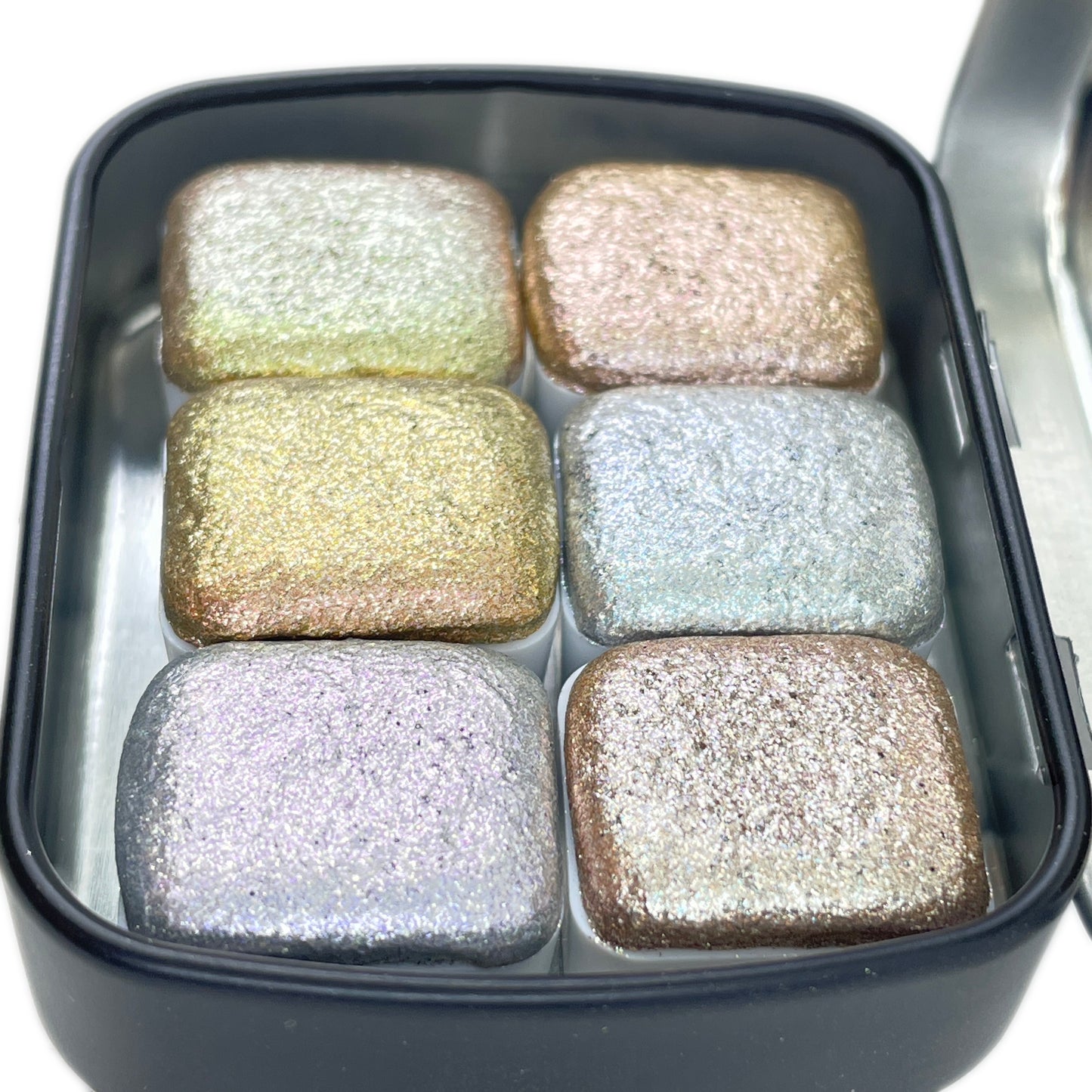 The City Set Half Pan Handmade Shimmer Metallic Sparkle Watercolor Paints by iuilewatercolors