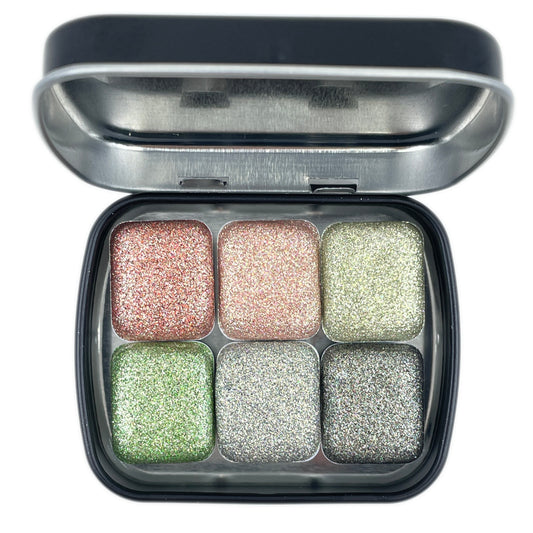 The Planet Set Half Pan Handmade  Shimmer Metallic Chameleon Glitter Watercolor Paints by iuilewatercolors