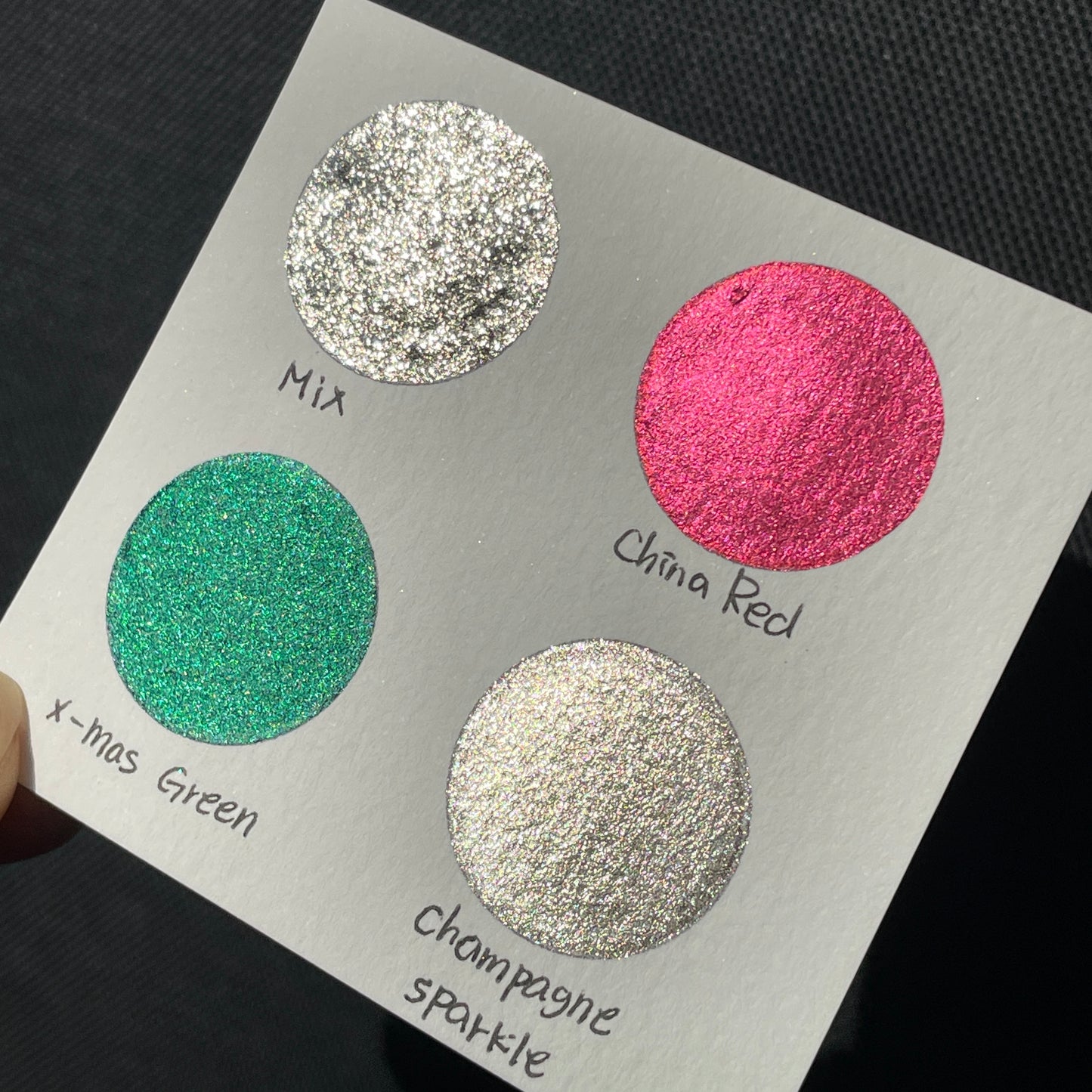 Jingle Bell Dot Card Handmade Chrome Shimmer Watercolor Paints by iuilewatercolors