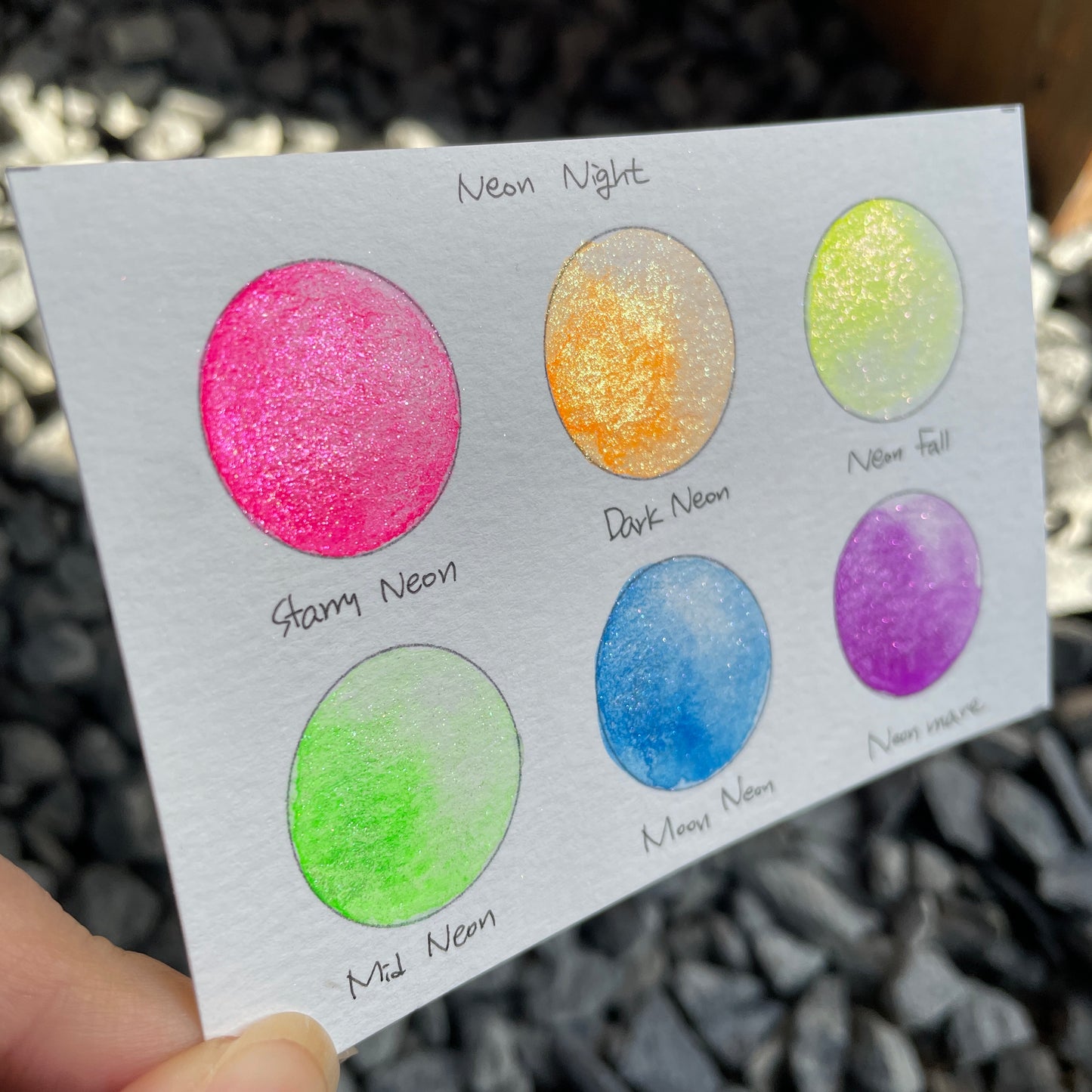 Neon Night Dot Card Handmade Chrome Super Color Shift Shimmer Watercolor Paints by iuilewatercolors