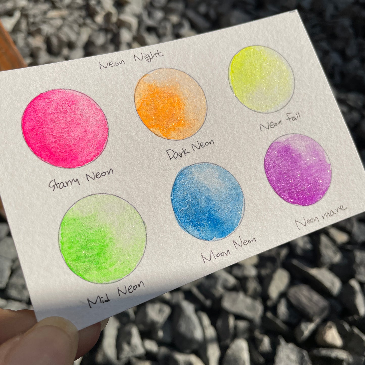 Neon Night Dot Card Handmade Chrome Super Color Shift Shimmer Watercolor Paints by iuilewatercolors