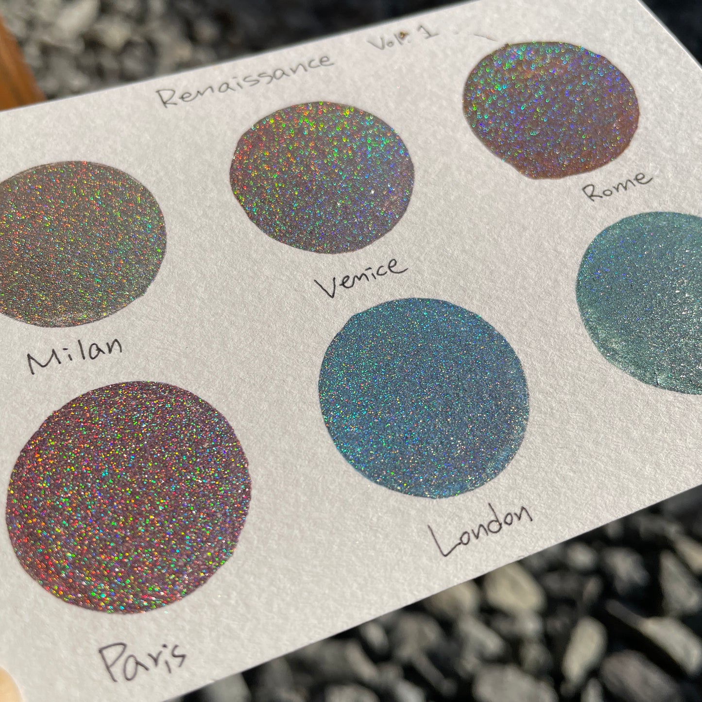 Button Renaissance series Handmade Colored Hologram Sparkle Watercolor Paint