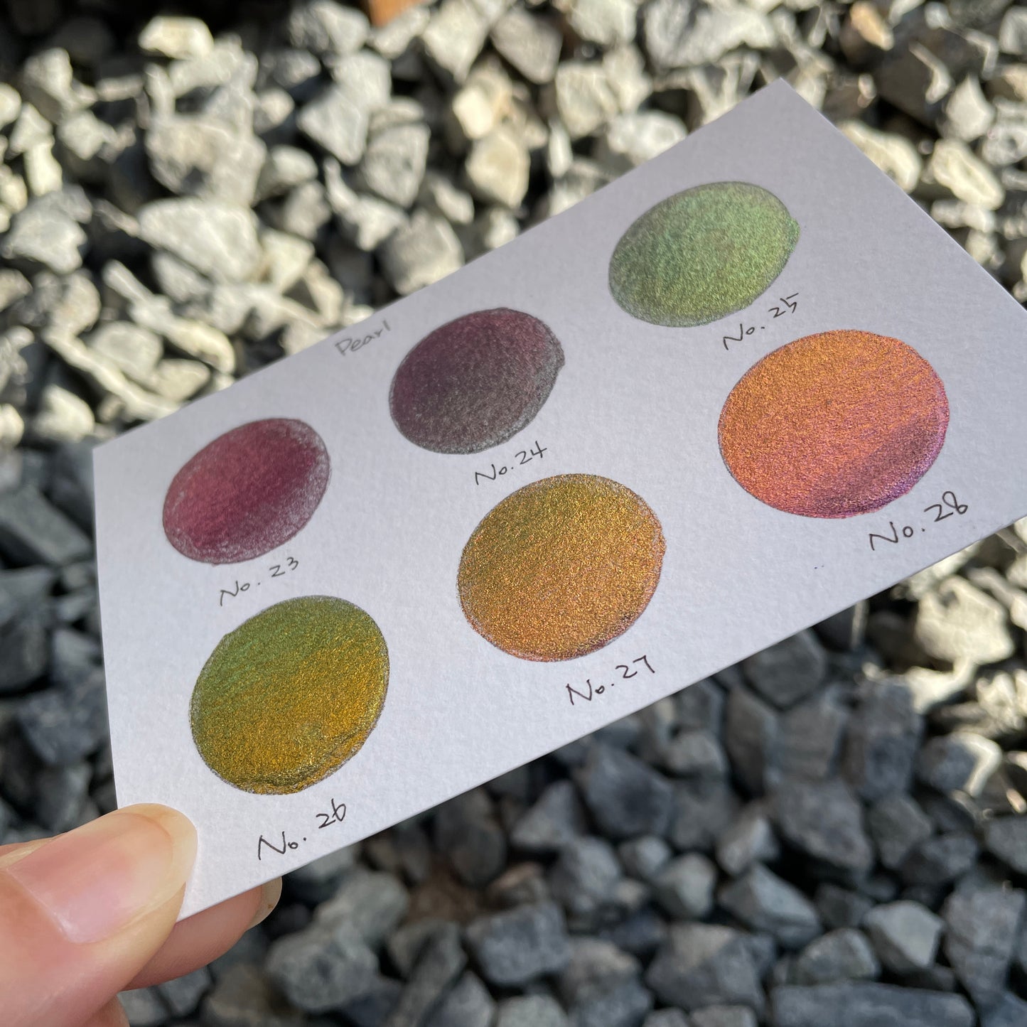 Button Pearl set handmade rainbow color shift watercolor paint