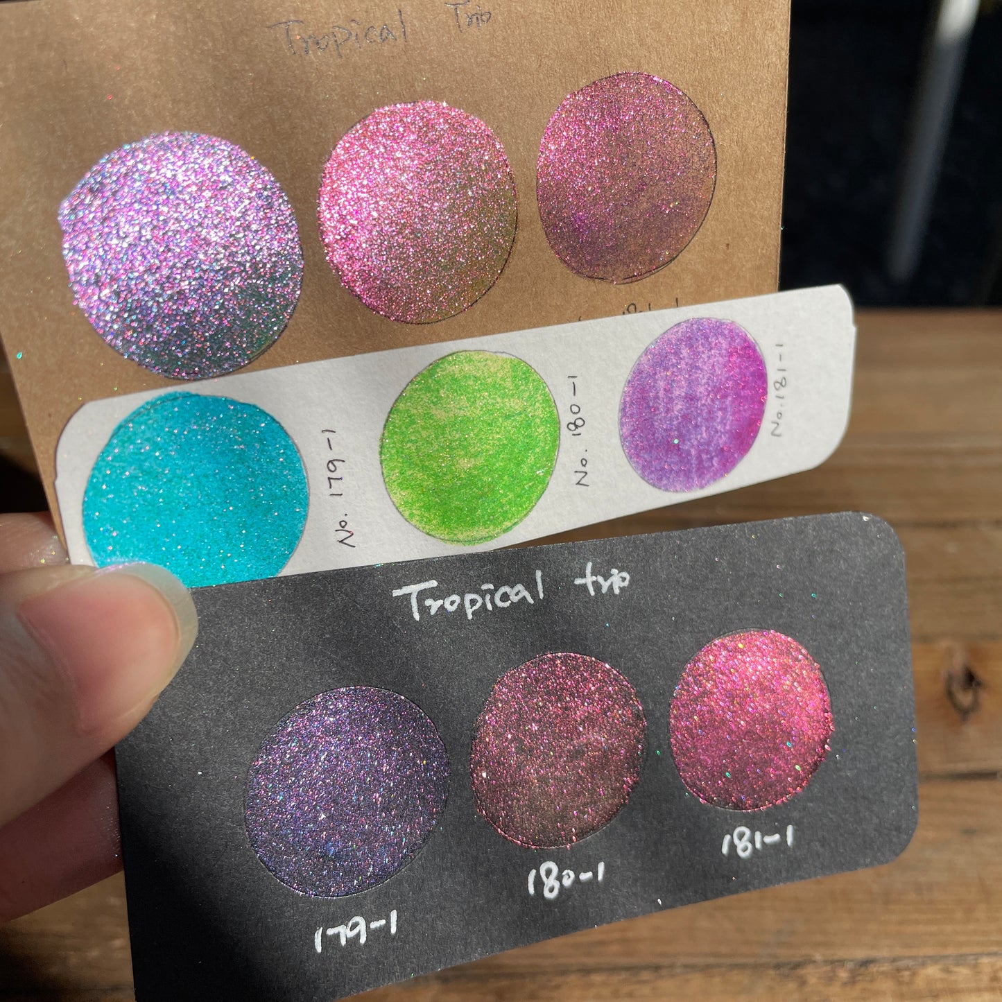 Limited Quarter Tropical Trio Set Handmade Color Shift Aurora Shimmer Metallic Chameleon Watercolor Paints by iuilewatercolors