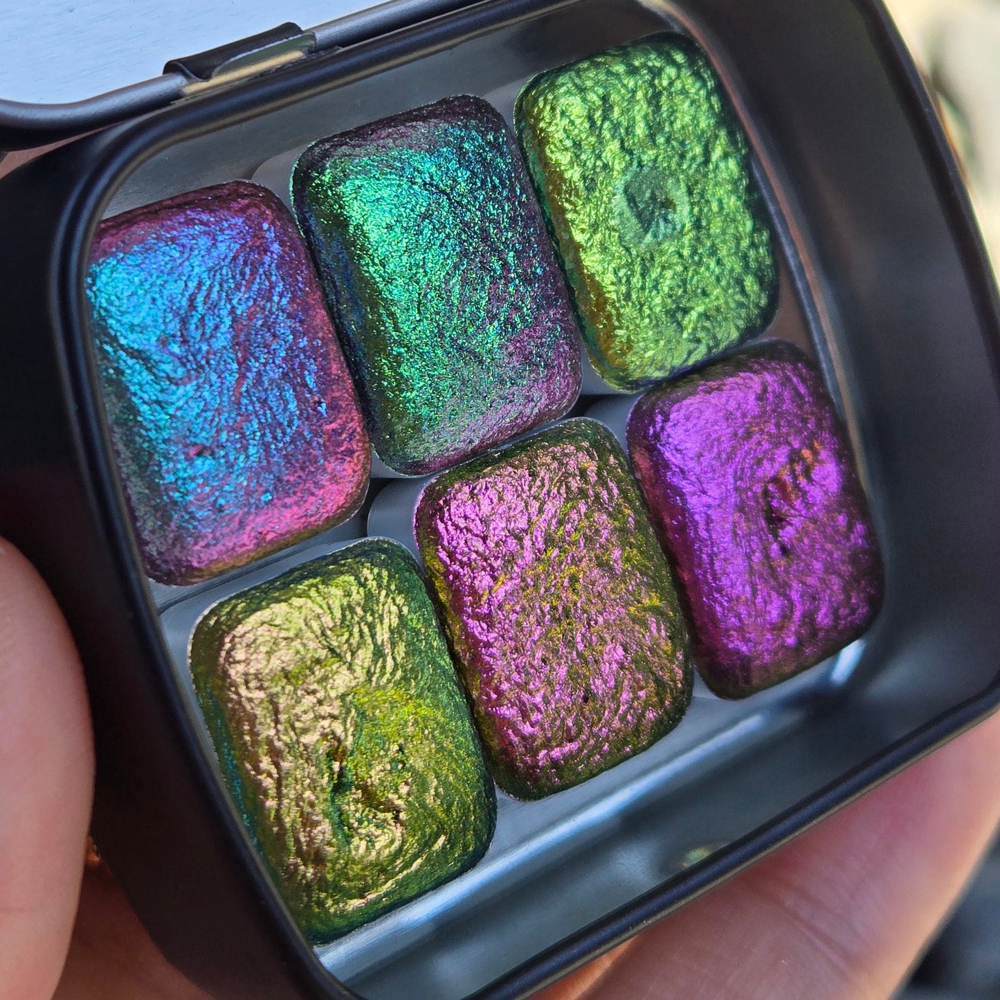 Pearl CS Quarter set (23 to 28)Handmade color shift watercolor paints Quarter pans