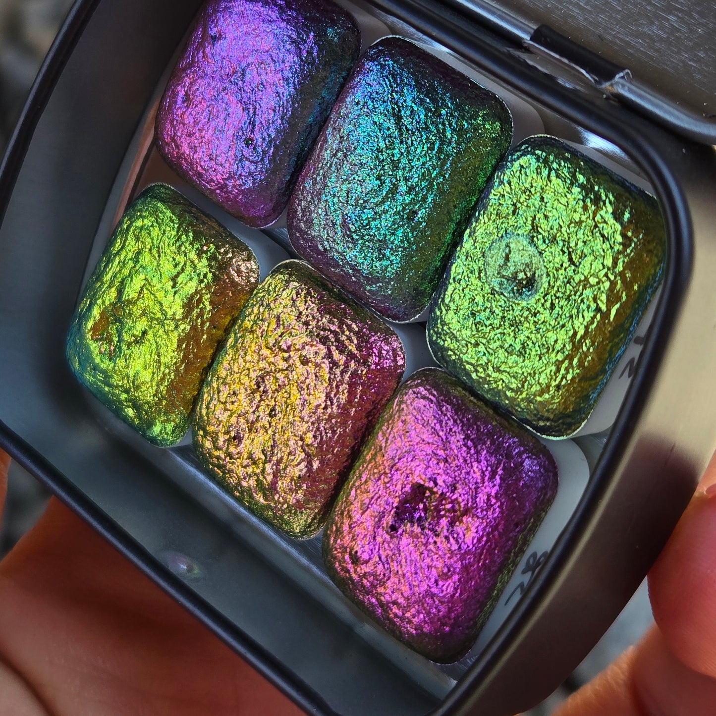 Pearl CS Quarter set (23 to 28)Handmade color shift watercolor paints Quarter pans