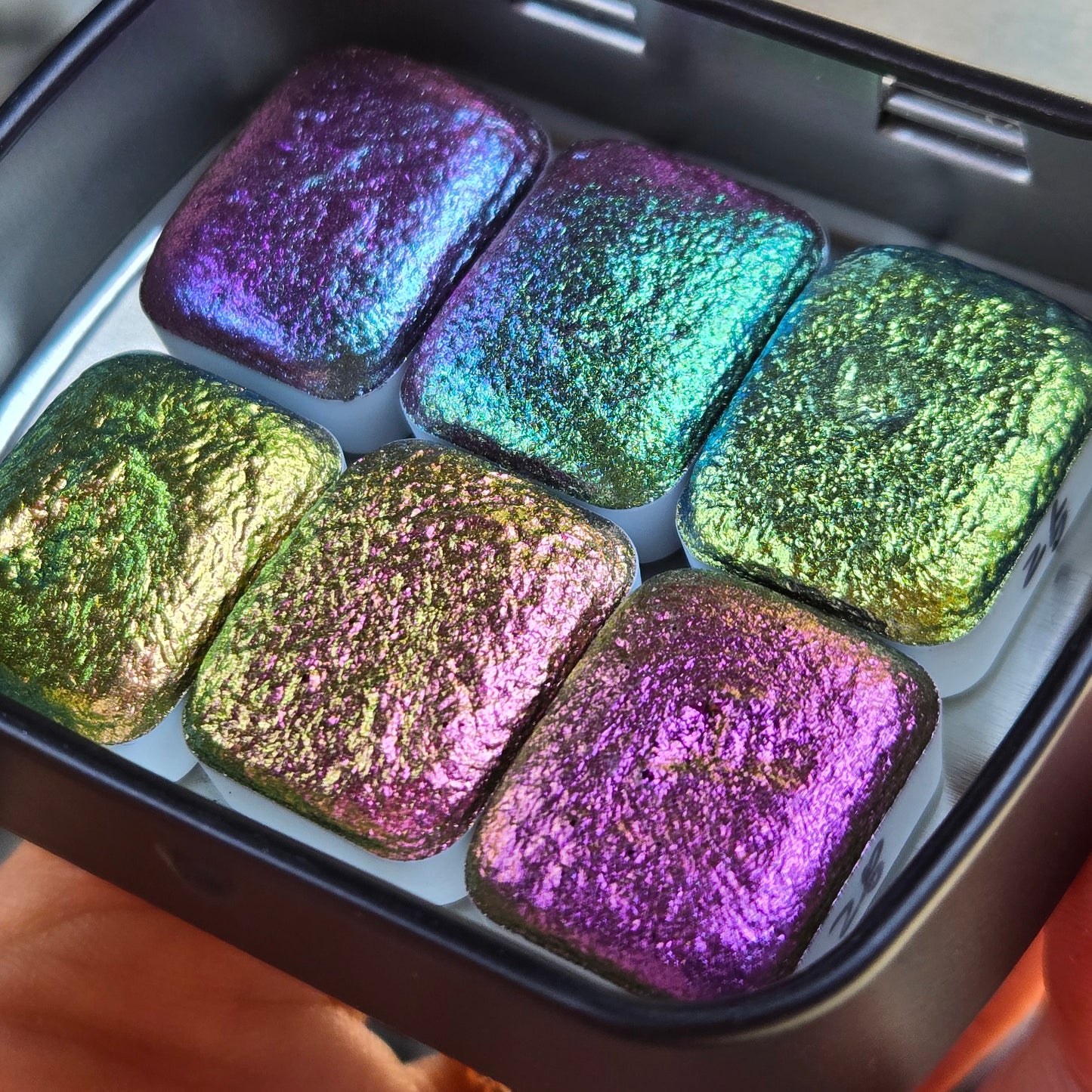 Pearl CS Quarter set (23 to 28)Handmade color shift watercolor paints Quarter pans