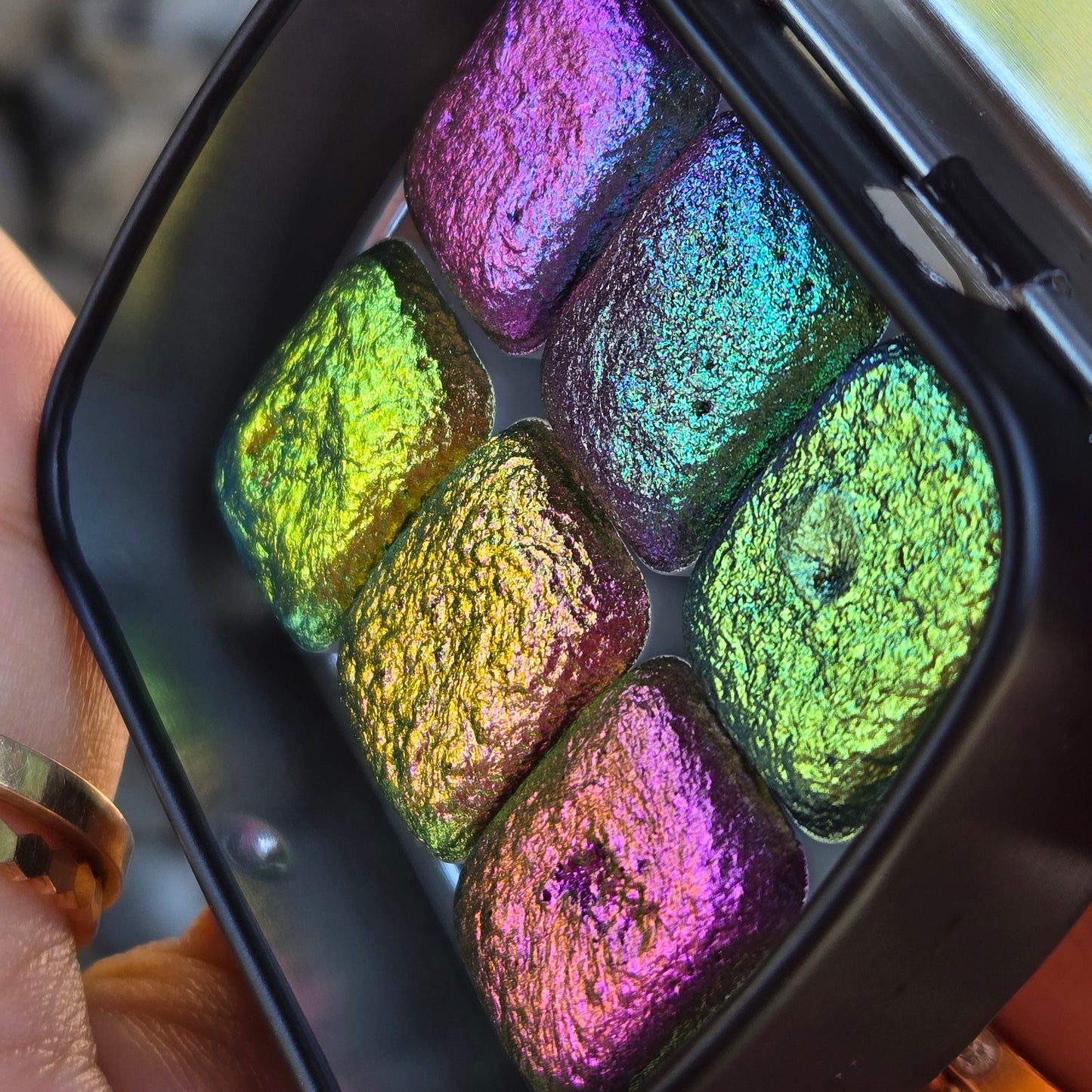 Pearl CS Quarter set (23 to 28)Handmade color shift watercolor paints Quarter pans