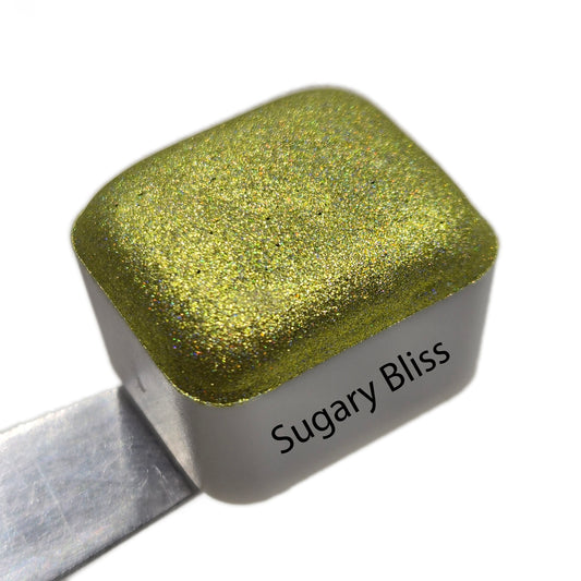 Sugary Bliss Half Pan Cotton Candy Handmade Chrome Shimmer Holographic Watercolor Paints by iuilewatercolors