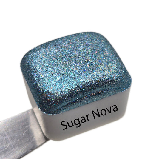 Sugar Nova Half Pan Cotton Candy Handmade Chrome Shimmer Holographic Watercolor Paints by iuilewatercolors