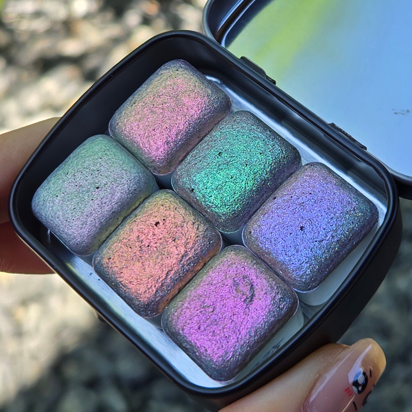 Vol.1 Goddess Half Set Handmade Super Shift Aurora Shimmer Holographic Watercolor Paints by iuilewatercolors