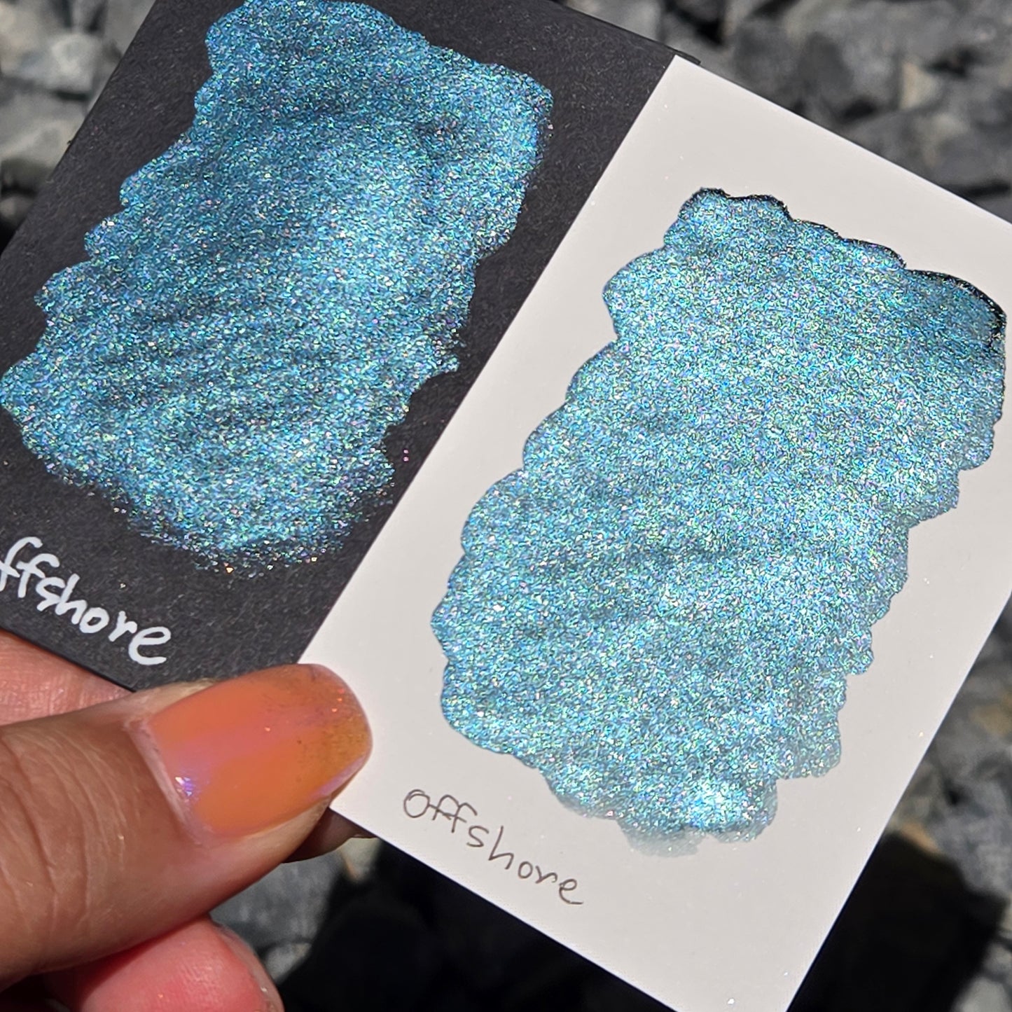 Offshore Half Pan Under the Sea Handmade Mica Shimmer Chrome Shine Watercolor Paints by iuilewatercolors