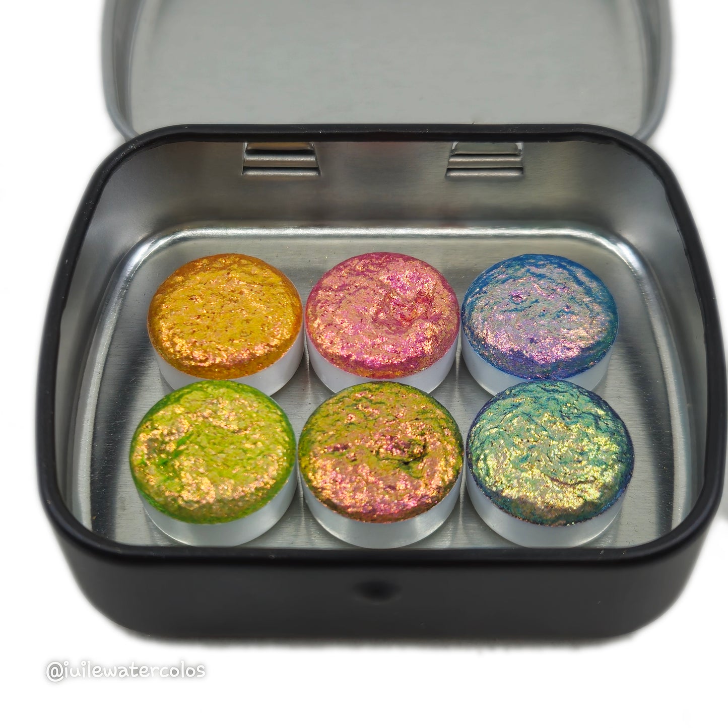 Button Tropical Set Handmade Super Color Shift Aurora Shimmer Chrome Shine Finish Watercolor Paint