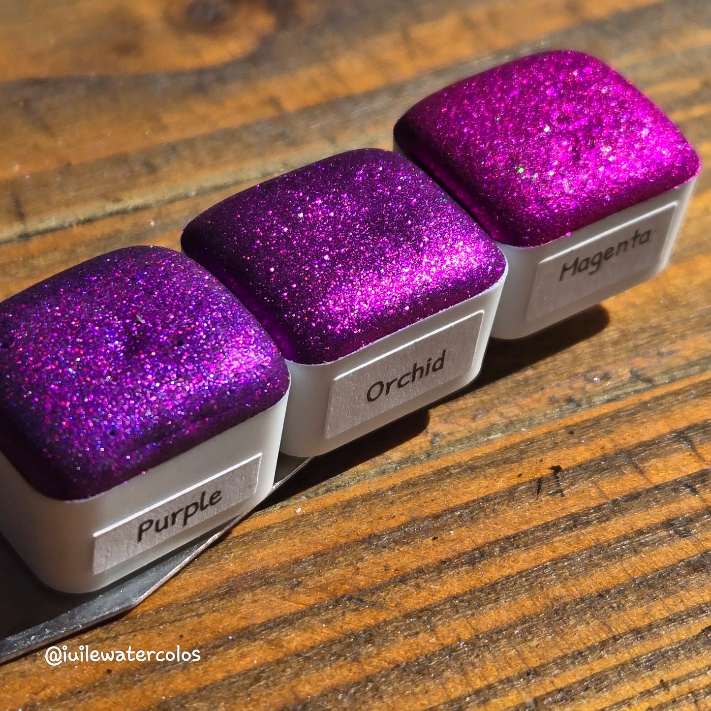 Purple Christmas Chrome watercolor paint half pan