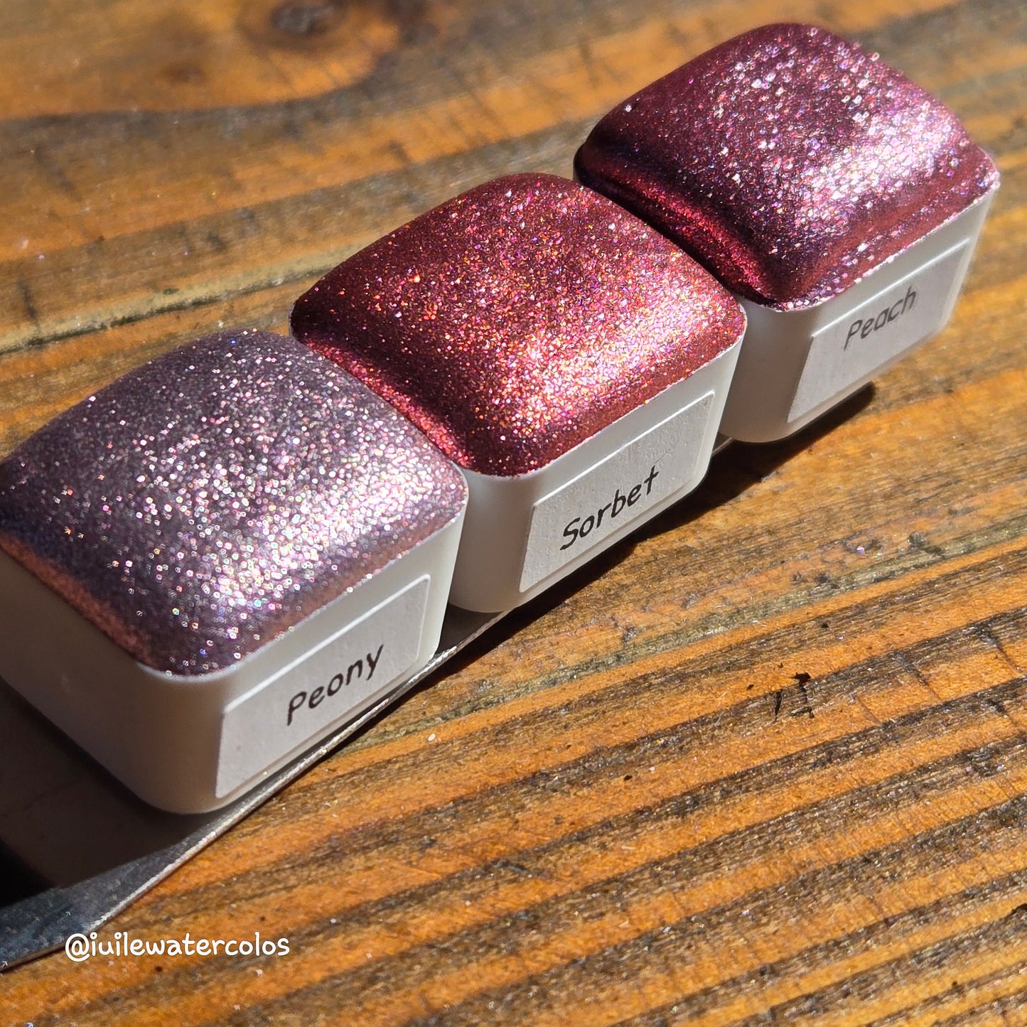 Peach Christmas Chrome watercolor paint half pan