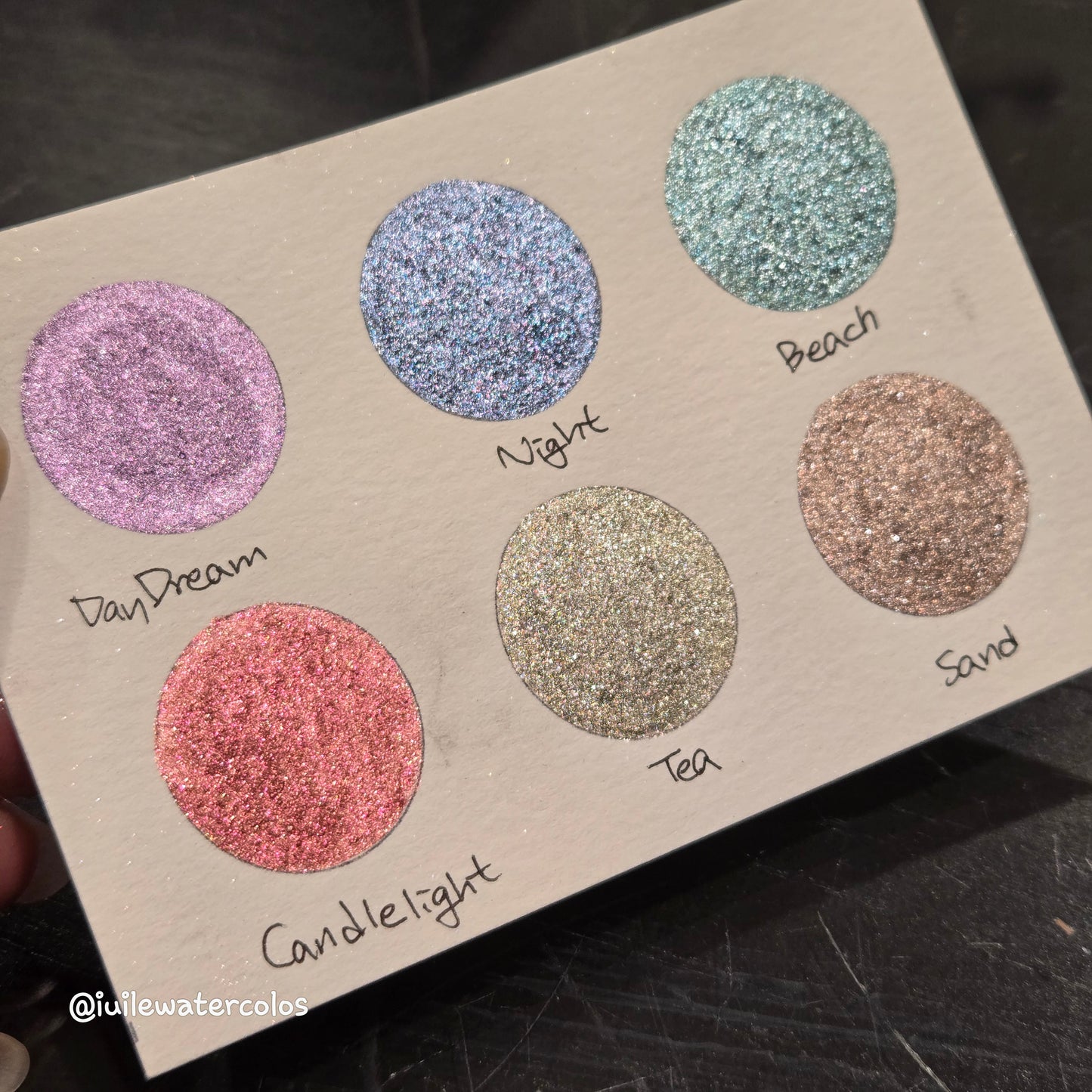 Holiday Gift 2024 Christmas Dot Card Handmade Chrome Shimmer Watercolor Paints by iuilewatercolors