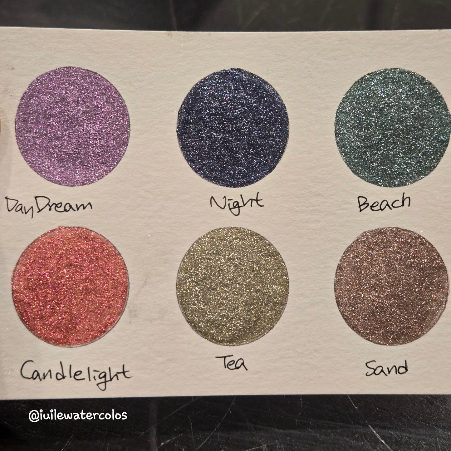Holiday Gift 2024 Christmas Dot Card Handmade Chrome Shimmer Watercolor Paints by iuilewatercolors