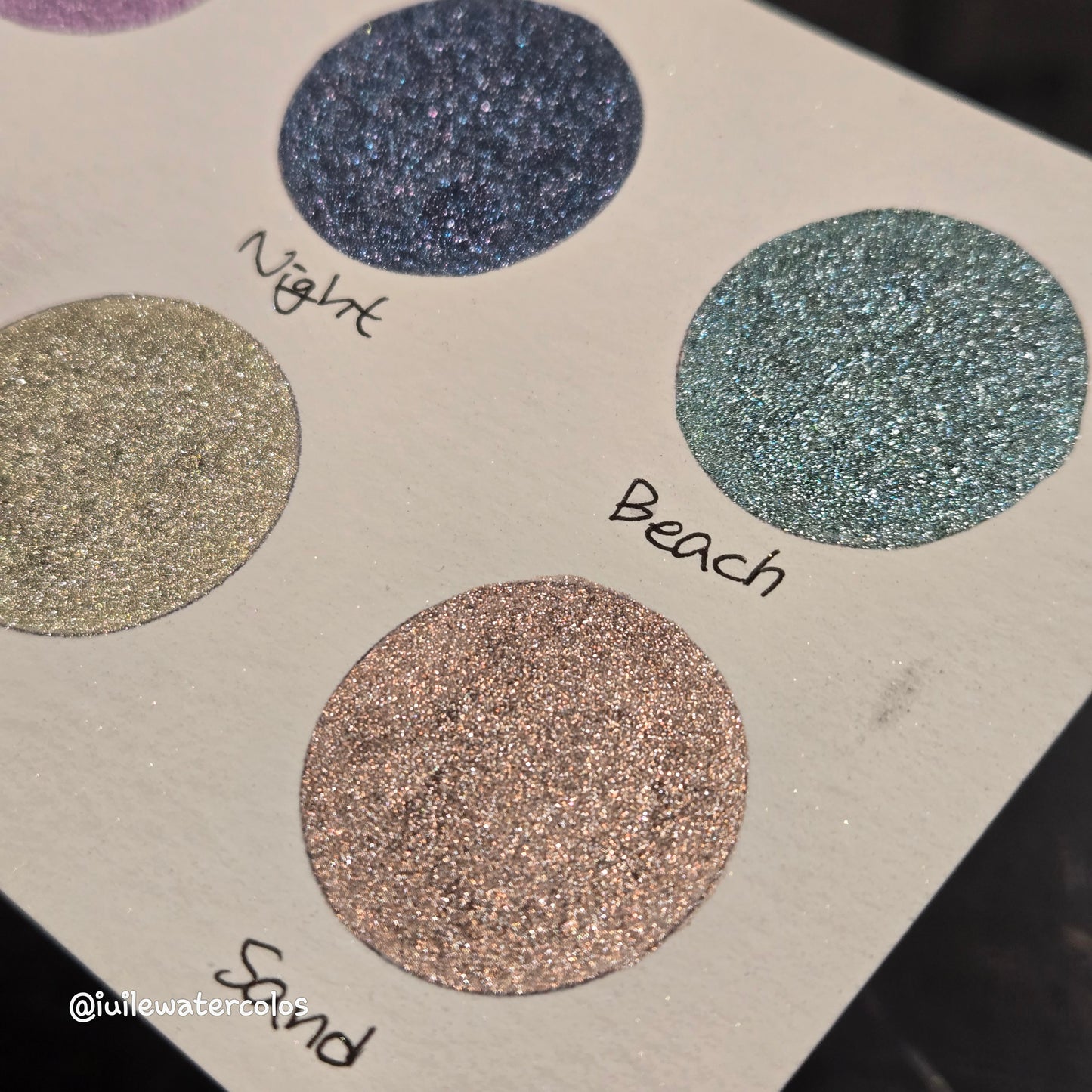 Holiday Gift 2024 Christmas Dot Card Handmade Chrome Shimmer Watercolor Paints by iuilewatercolors