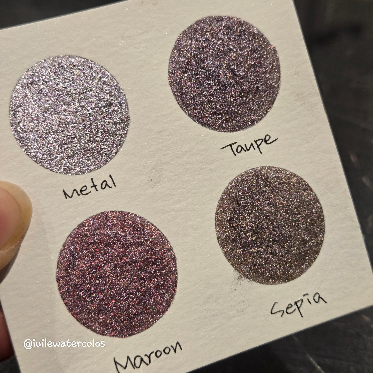 Chic Tinsel 2024 Christmas Dot Card Handmade Chrome Shimmer Watercolor Paints by iuilewatercolors