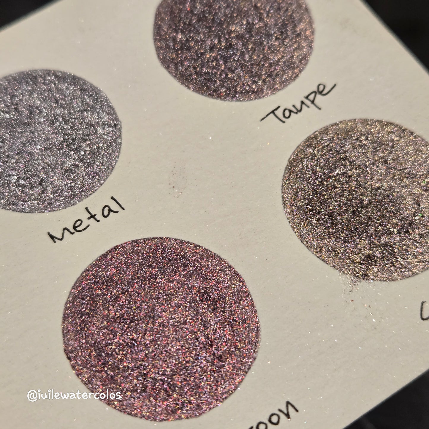 Chic Tinsel 2024 Christmas Dot Card Handmade Chrome Shimmer Watercolor Paints by iuilewatercolors