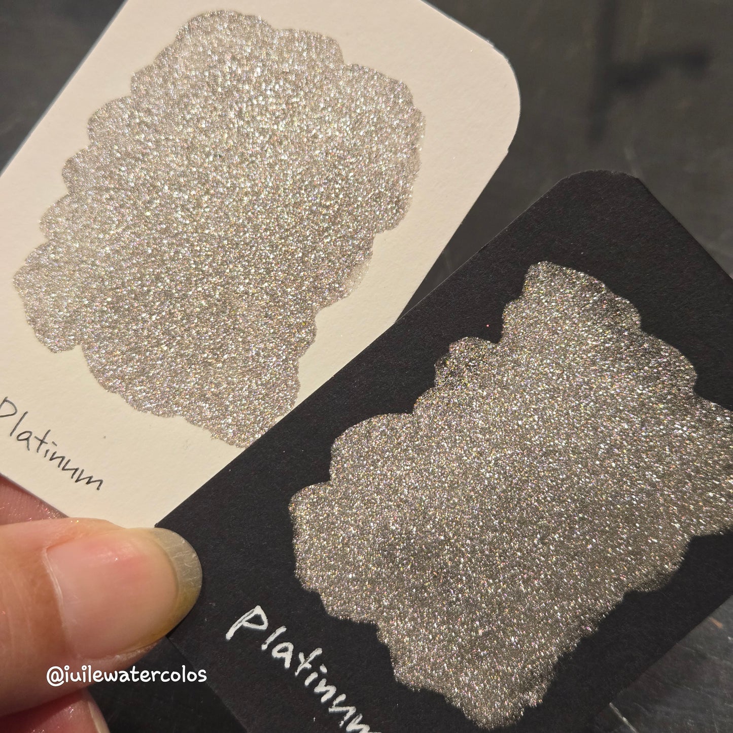 Chic Tinsel 2024 Christmas Dot Card Handmade Chrome Shimmer Watercolor Paints by iuilewatercolors