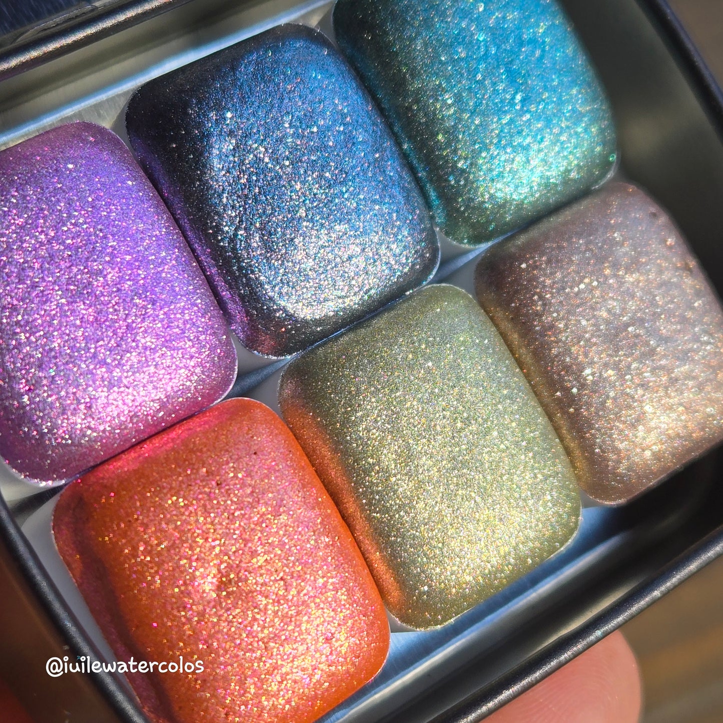 Holiday Gift Half Set 2024 Christmas New Handmade Chrome Shimmer Watercolor Paints by iuilewatercolors
