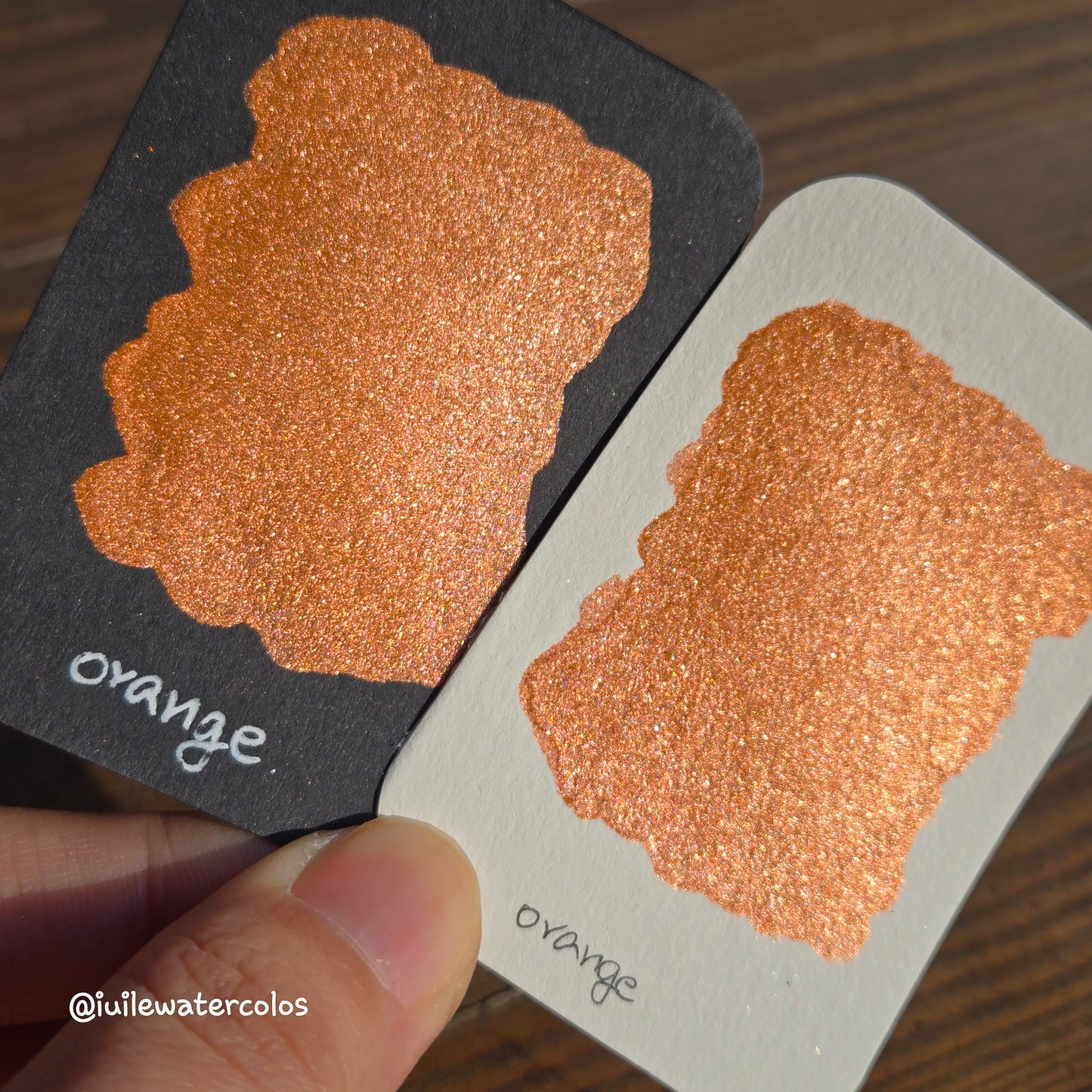 Orange Christmas Chrome watercolor paint half pan