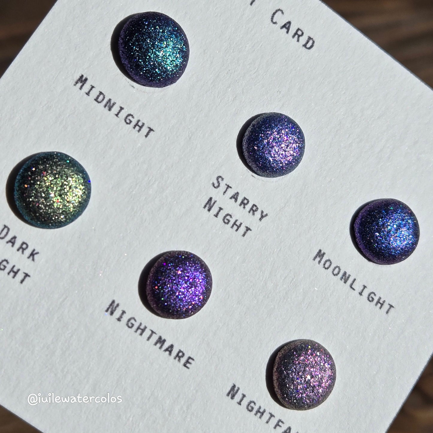 Night Dot Card Tester Sampler Watercolor Shimmer Glittery Paints