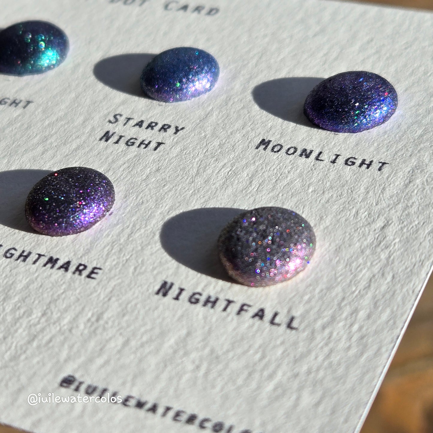 Night Dot Card Tester Sampler Watercolor Shimmer Glittery Paints