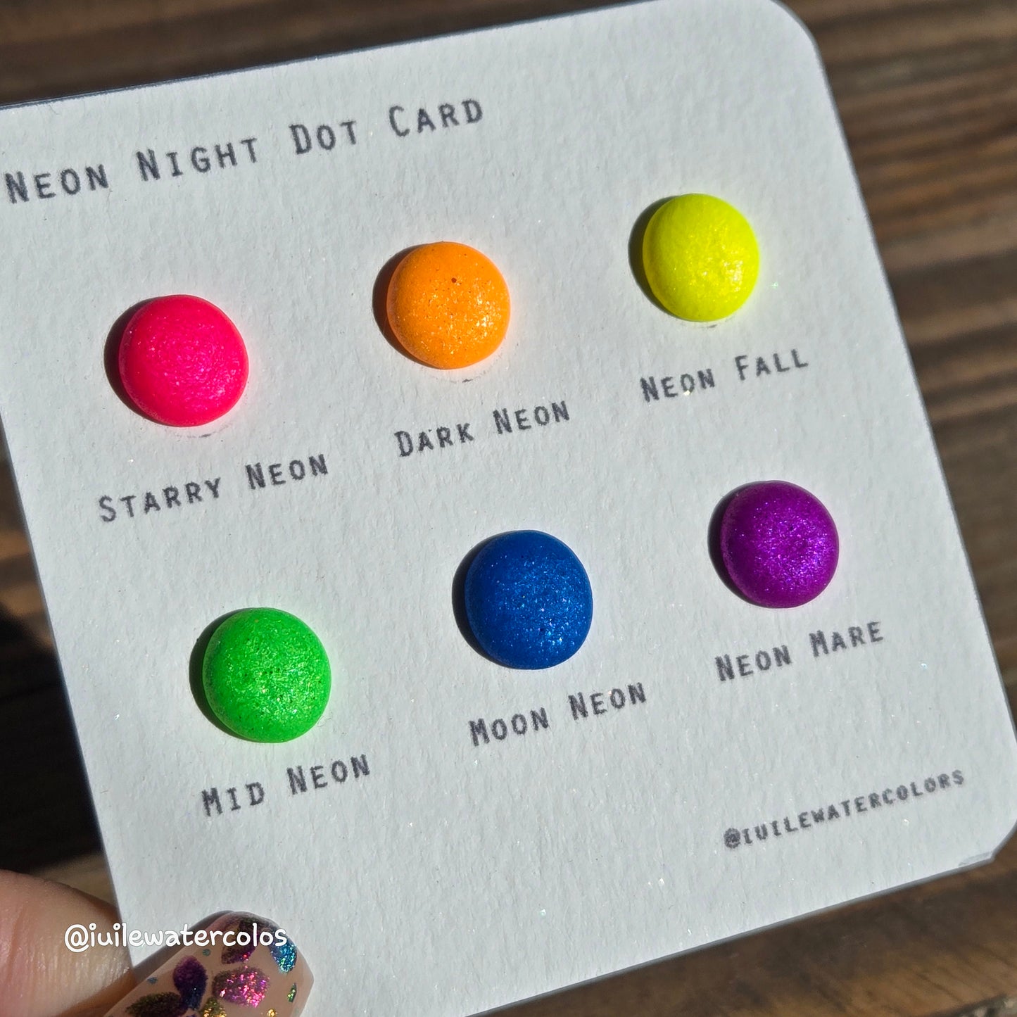Neon Night Dot Card Handmade Chrome Super Color Shift Shimmer Watercolor Paints by iuilewatercolors