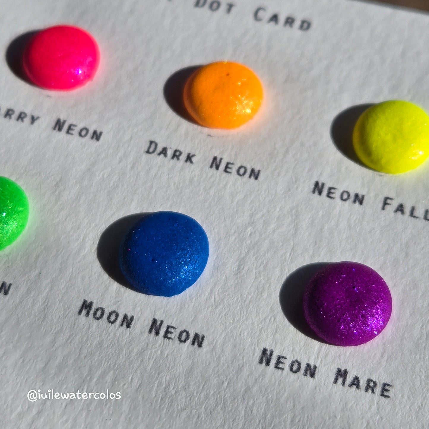 Neon Night Dot Card Handmade Chrome Super Color Shift Shimmer Watercolor Paints by iuilewatercolors