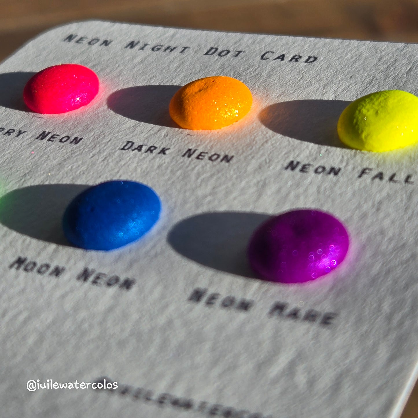 Neon Night Dot Card Handmade Chrome Super Color Shift Shimmer Watercolor Paints by iuilewatercolors