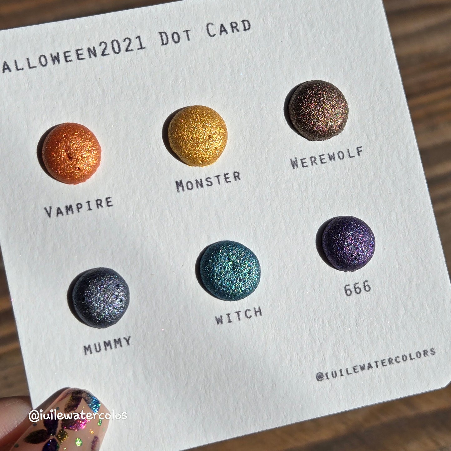 Halloween2021 Dot Card Handmade Chrome Super Color Shift Shimmer Watercolor Paints by iuilewatercolors