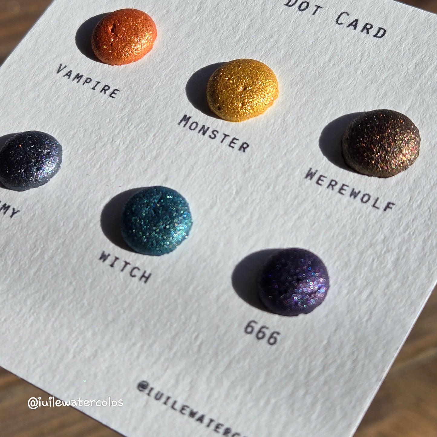 Halloween2021 Dot Card Handmade Chrome Super Color Shift Shimmer Watercolor Paints by iuilewatercolors