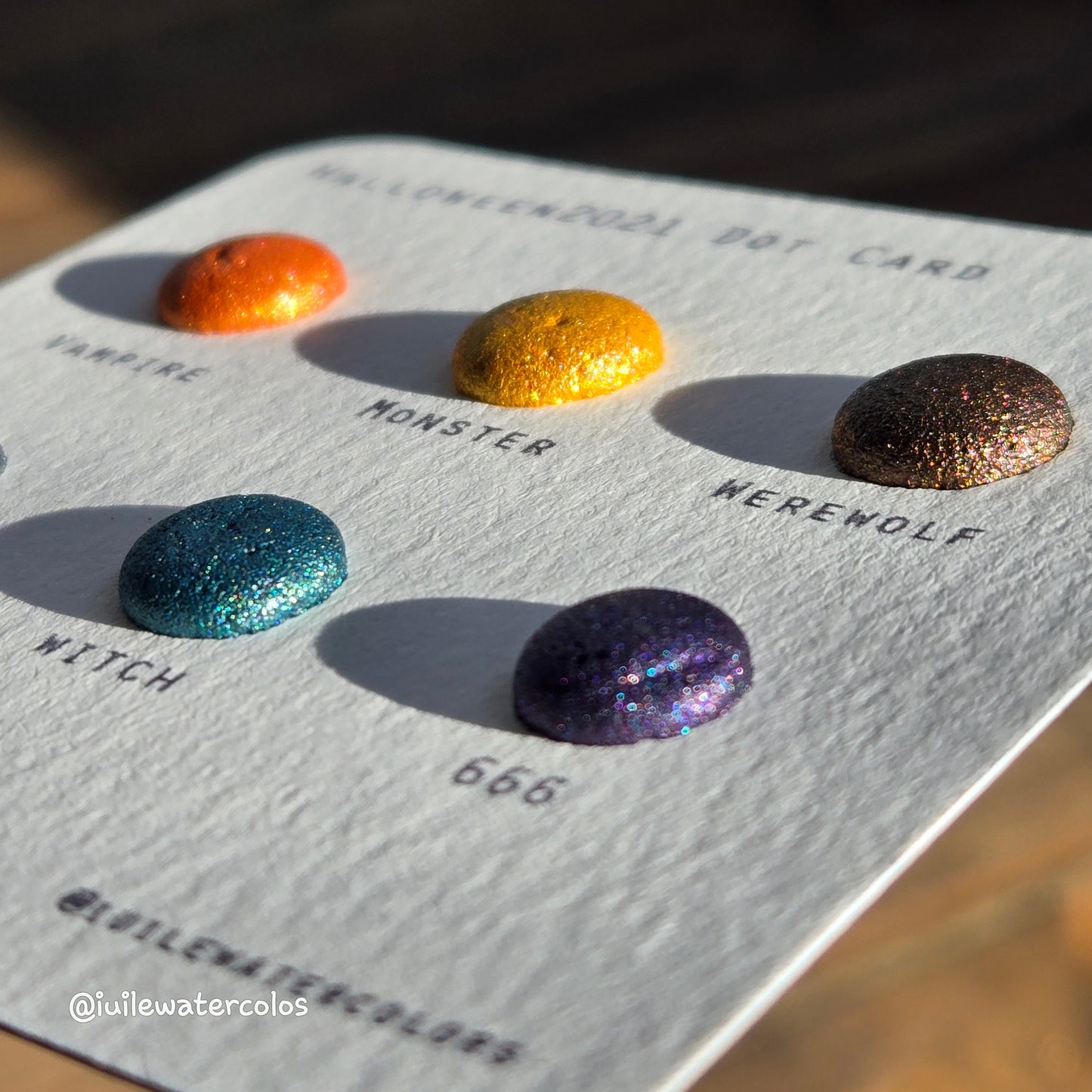 Halloween2021 Dot Card Handmade Chrome Super Color Shift Shimmer Watercolor Paints by iuilewatercolors