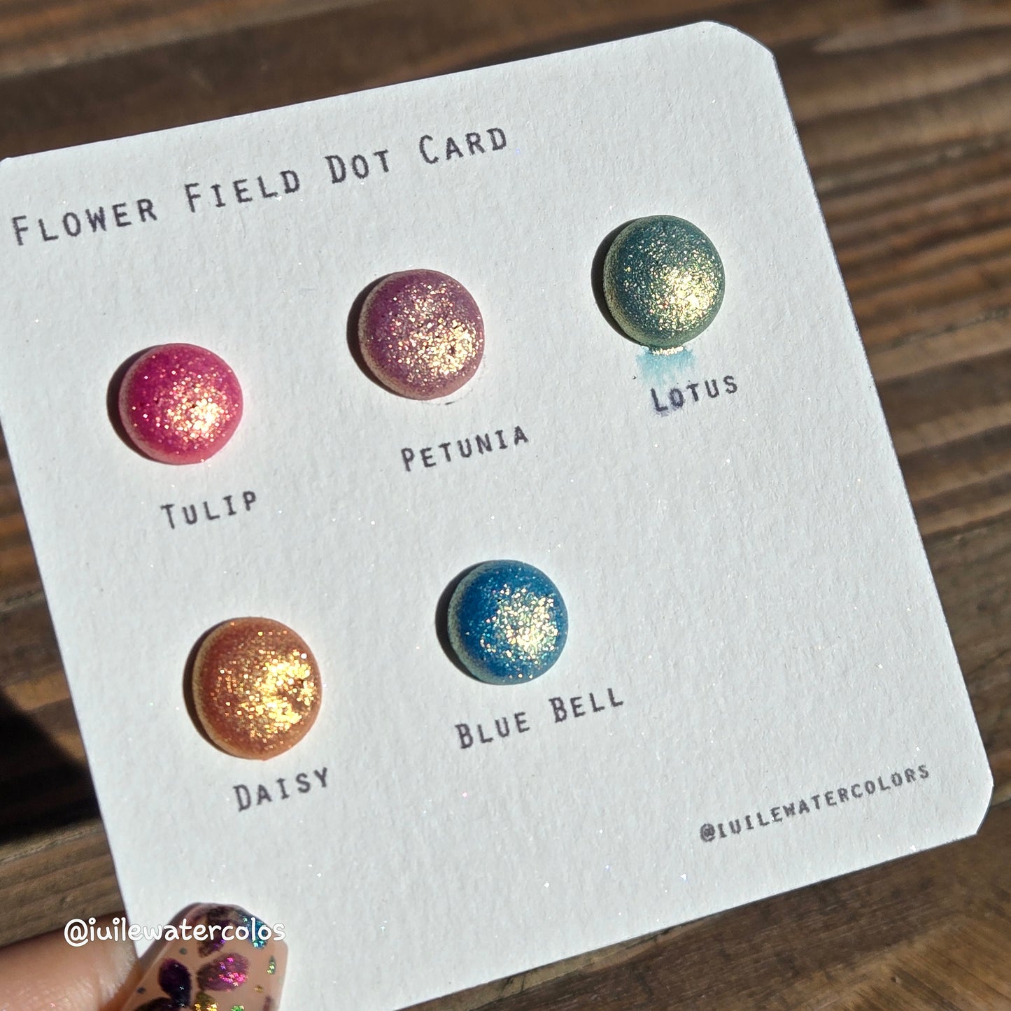 Flower Field Dot Card Handmade Chrome Super Color Shift Shimmer Watercolor Paints by iuilewatercolors