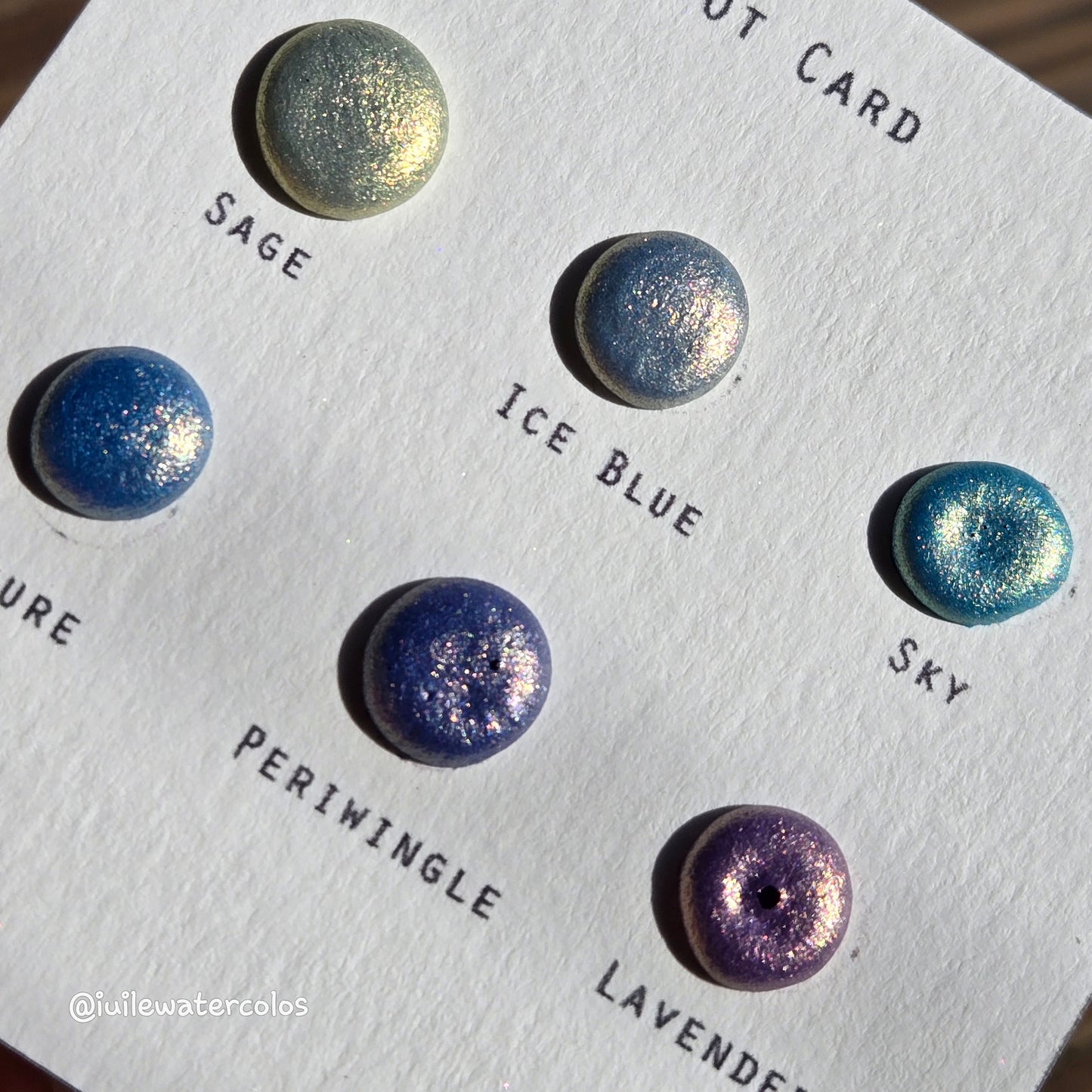 Blue Gold Dot Card Handmade Chrome Super Color Shift Shimmer Watercolor Paints by iuilewatercolors
