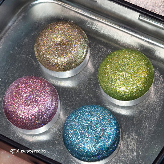 Cotton Candy Button set Handmade Chrome Shimmer Holographic Watercolor Paints by iuilewatercolors