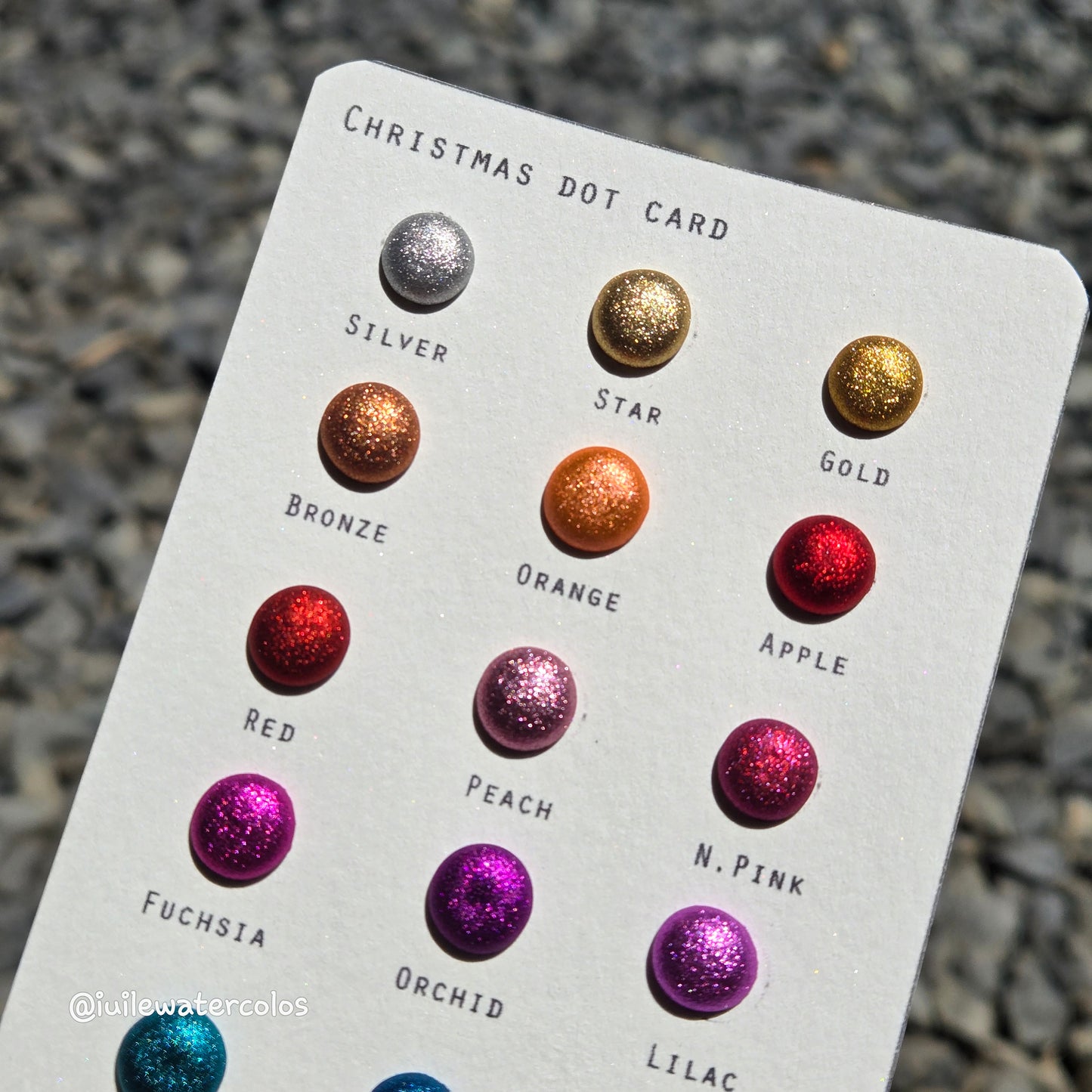 Christmas Dot Card Tester Sampler Watercolor Shimmer Glittery Paints