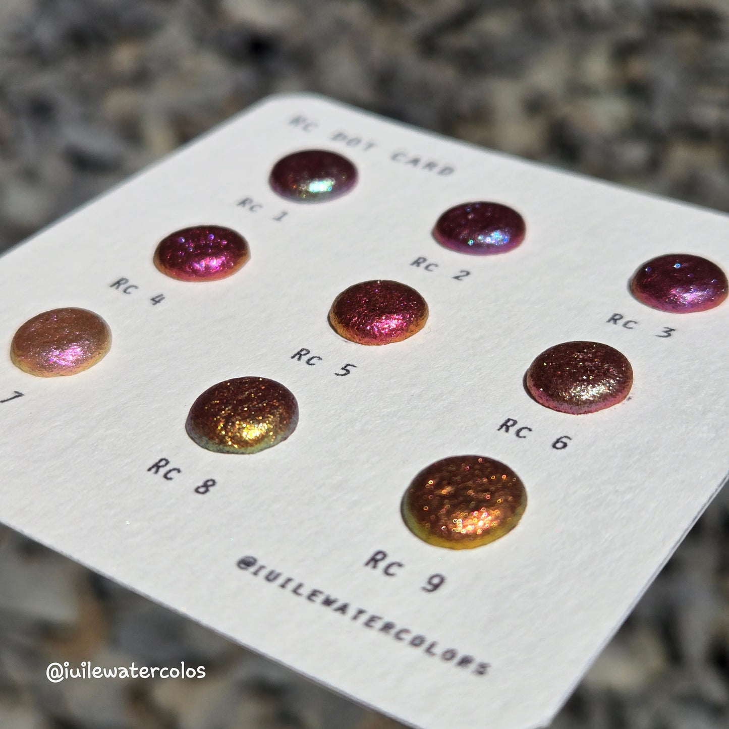 RC Dot Card Tester Sampler Watercolor Shimmer Glittery Paints