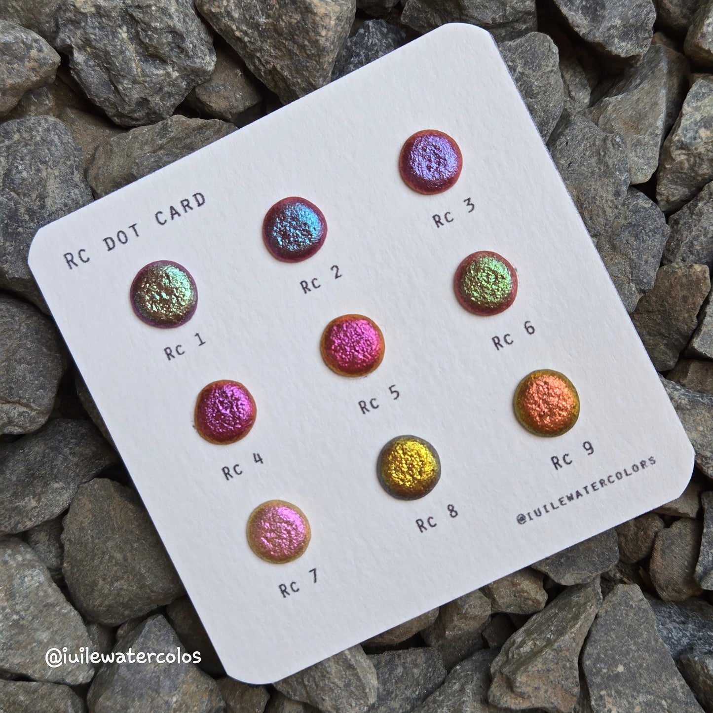 RC Dot Card Tester Sampler Watercolor Shimmer Glittery Paints