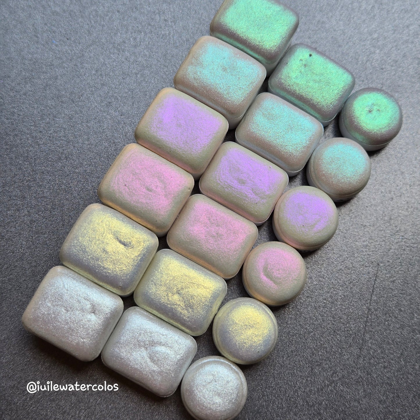 Button Shiny Fairy Set Handmade Iridescent Chameleon Aurora Shimmer Watercolor Paints