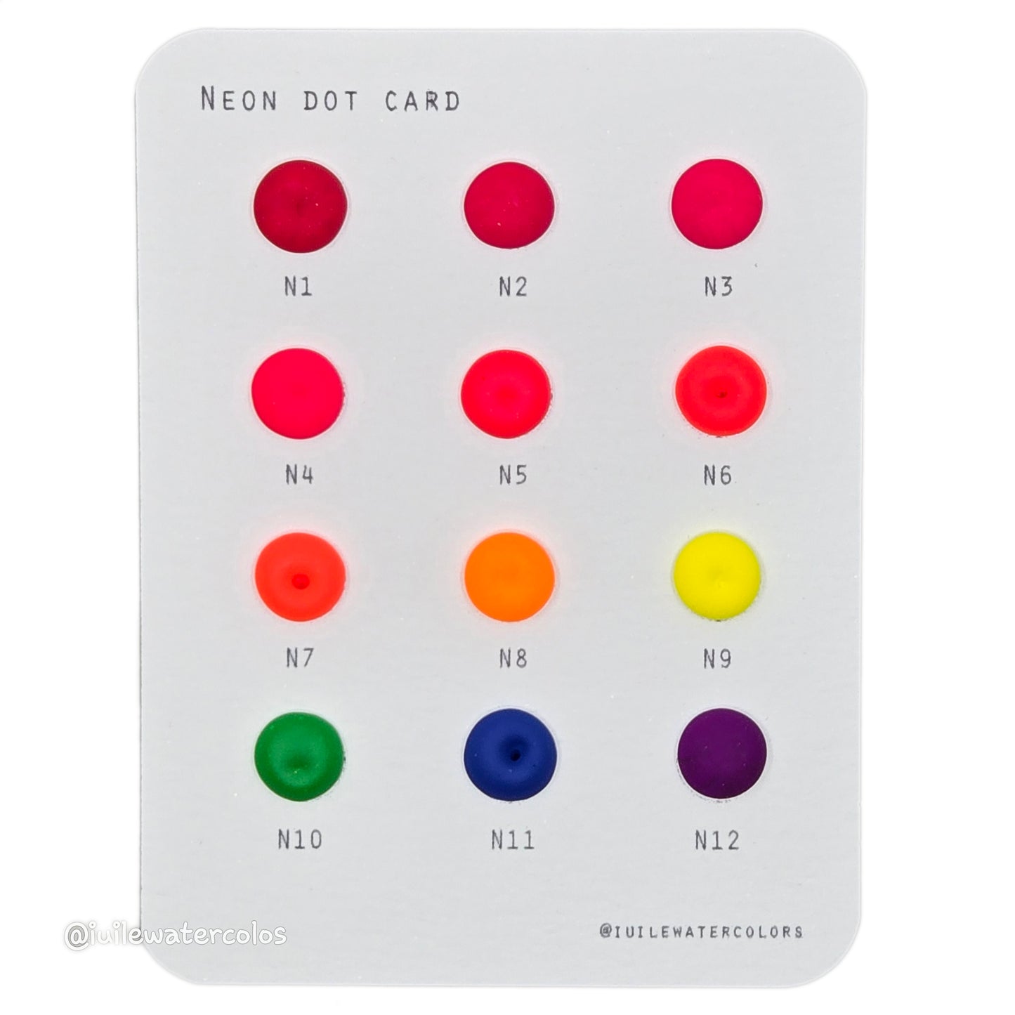 Neon Dot Card Tester Sampler Watercolor Paints