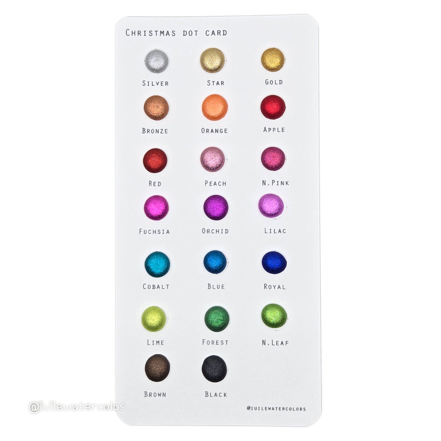 Christmas Dot Card Tester Sampler Watercolor Shimmer Glittery Paints