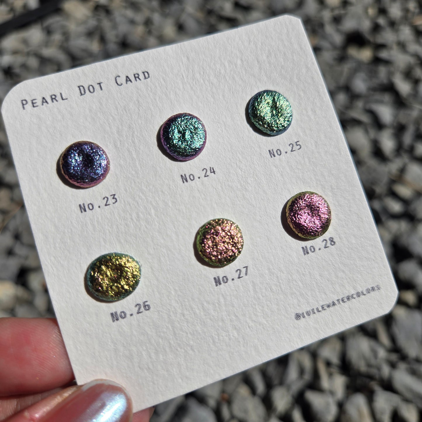 Pearl Dot Card Tester Sampler Watercolor Shimmer Glittery Paints
